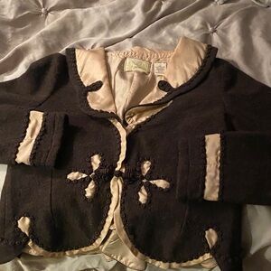 Brown and peach silk lined women’s sweater jacket